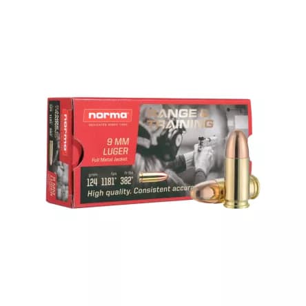 9x19 Norma FMJ Range & Training 124gr/8g