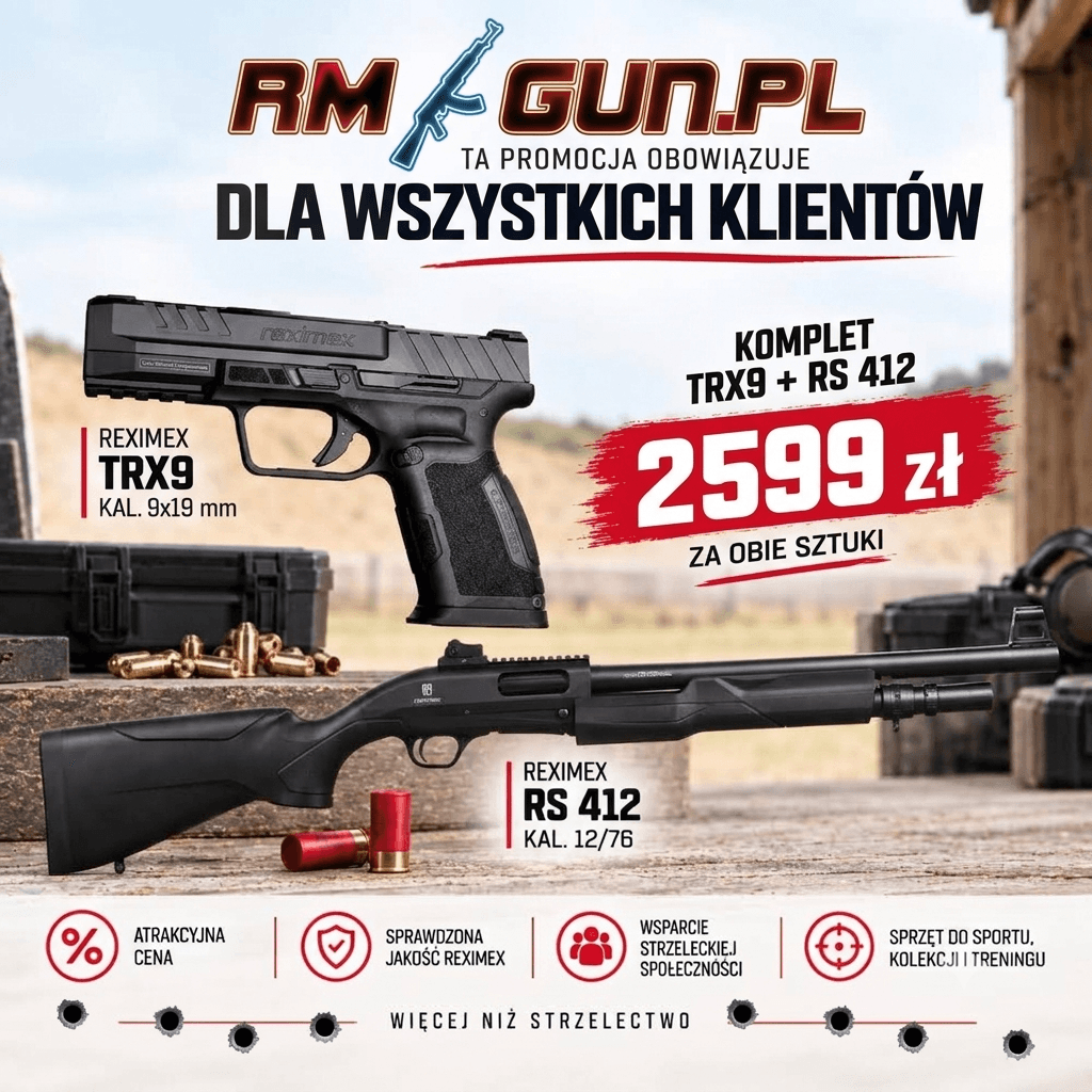 SUPER ZESTAW!!!  Pistolet Reximex TRX9+ Strzelba Reximex Rs412