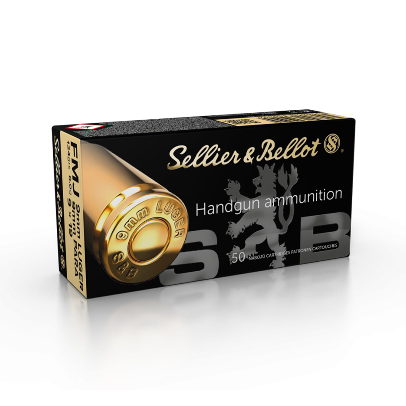 AMUNICJA-SB-9-MM-LUGER-FMJ-124GR_8,0G-50SZT-V310492-SKLEP-BAZANT AMUNICJA S&B FMJ 9X19 8,0G/124GRS (1 OP = 50SZT) - obrazek 1