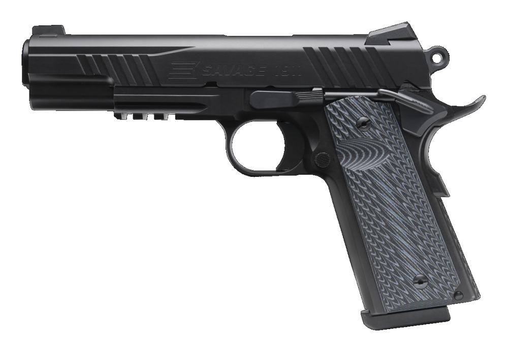 big_SAVAGE-1911-GOVT-STYLE-RAIL-GUN-BLACK-LEFT-PROFILE-0024 Pistolet Savage 1911 Black NS z szyną (.45ACP/9x19) - obrazek 1